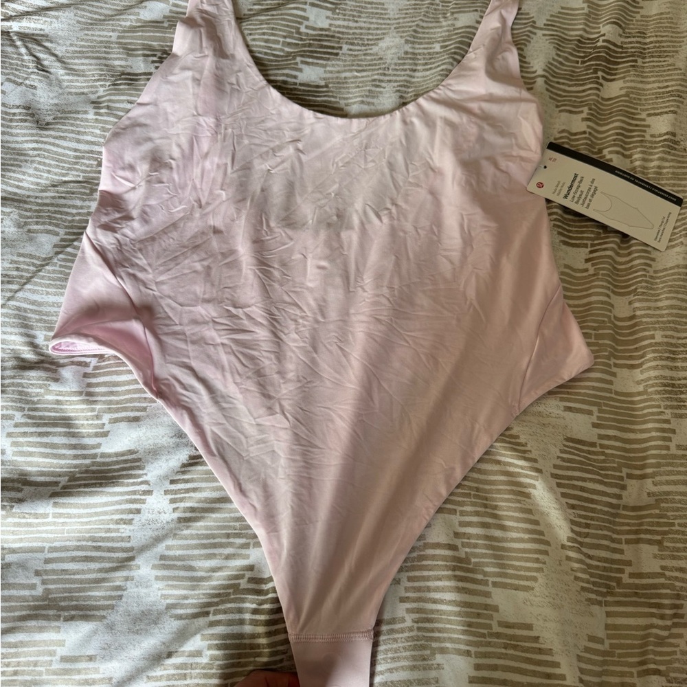 Lululemon NULU Pink Mesh Scoop-Back Bodysuit- Color PNKO Size XL - NWT